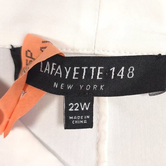LAFAYETTE 148 Ivory Zip Front Classic Blouse Long Sleeve Stretch Top 22W - Picture 2 of 8
